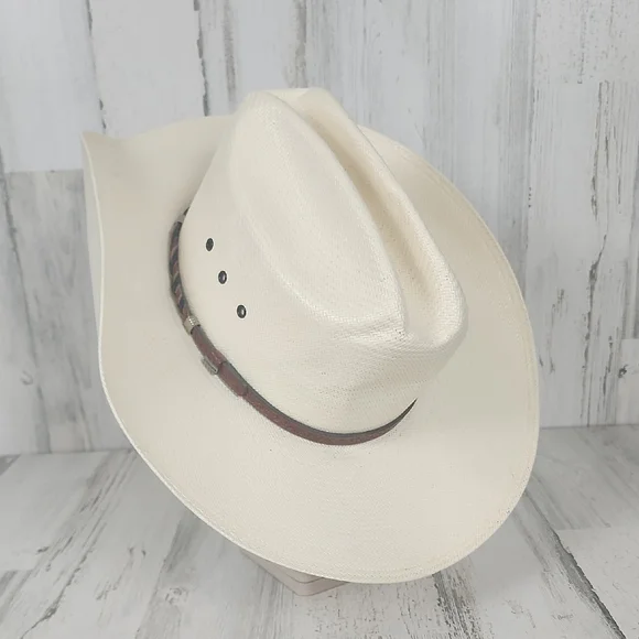 Resistol Natural Cream Straw Western Cowboy Hat with Brown Band Size 7 1/8 R NEW